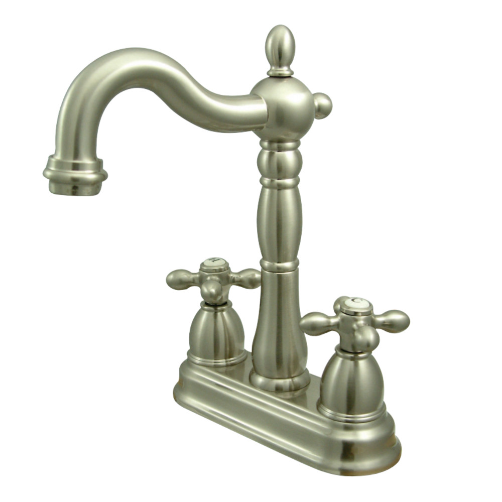 Kingston Brass KB1498AX Heritage Two-Handle Bar Faucet, Brushed Nickel