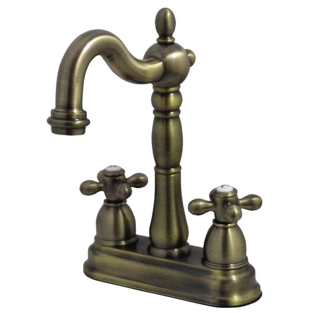 Kingston Brass KB1493AX Heritage Two-Handle Bar Faucet, Antique Brass