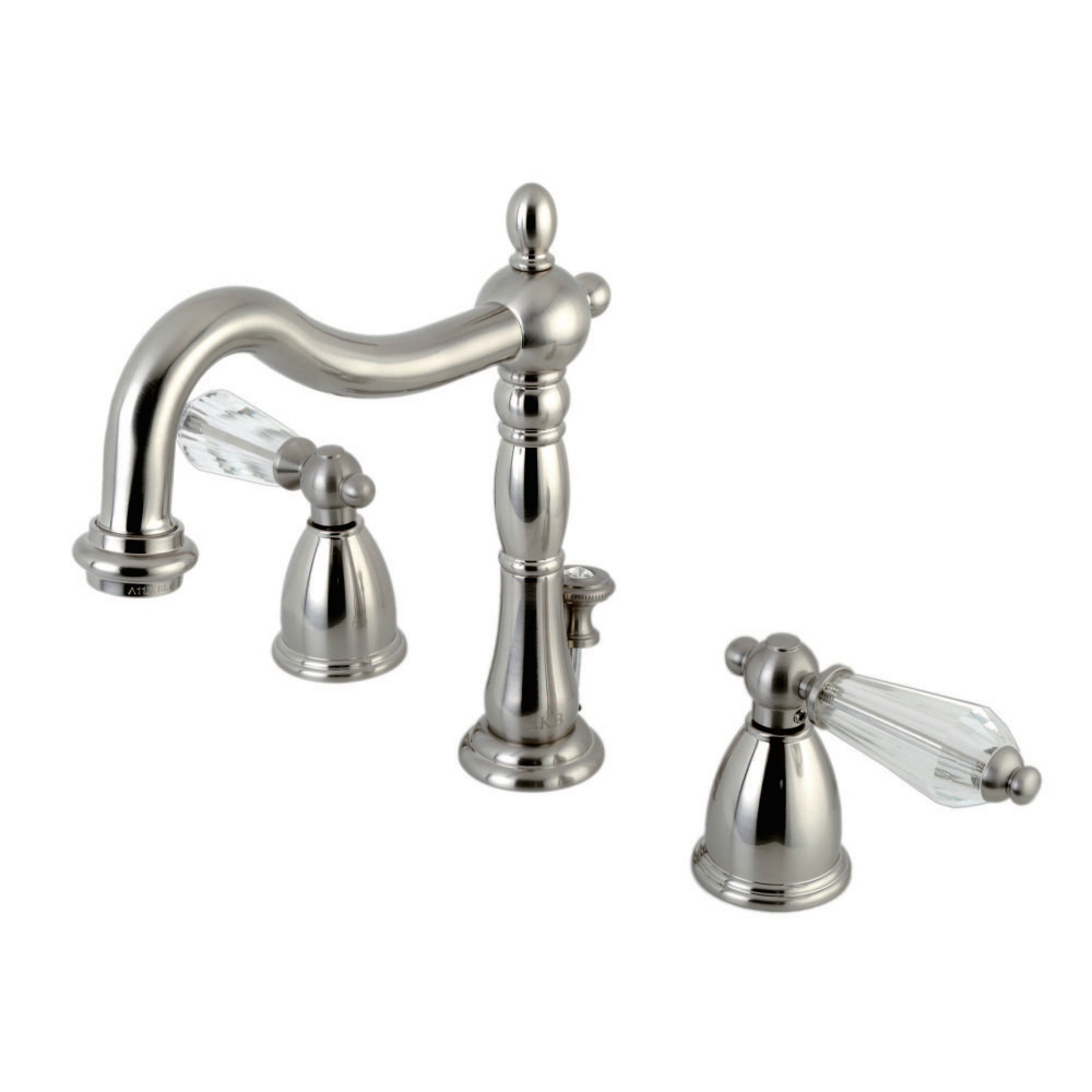 Kingston Brass KB1978WLL Wilshire Widespread Bathroom Faucet with Plastic Pop-Up, Brushed Nickel