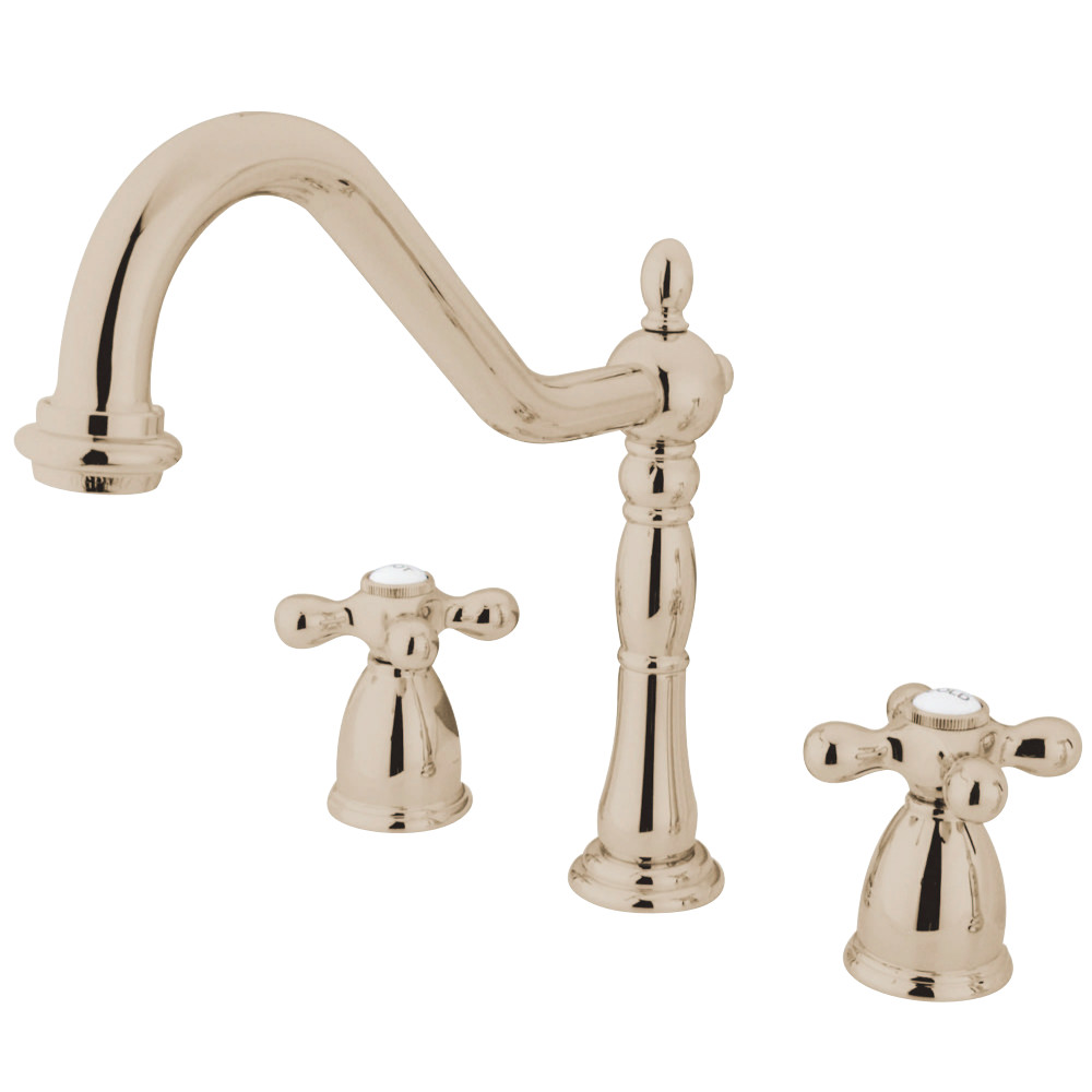 Kingston Brass KB1796AXLS Widespread Kitchen Faucet, Polished Nickel