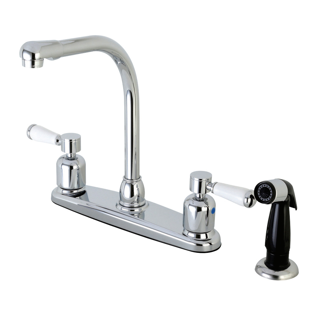 Kingston Brass FB751DPL Paris 8-Inch Centerset Kitchen Faucet with Sprayer, Polished Chrome