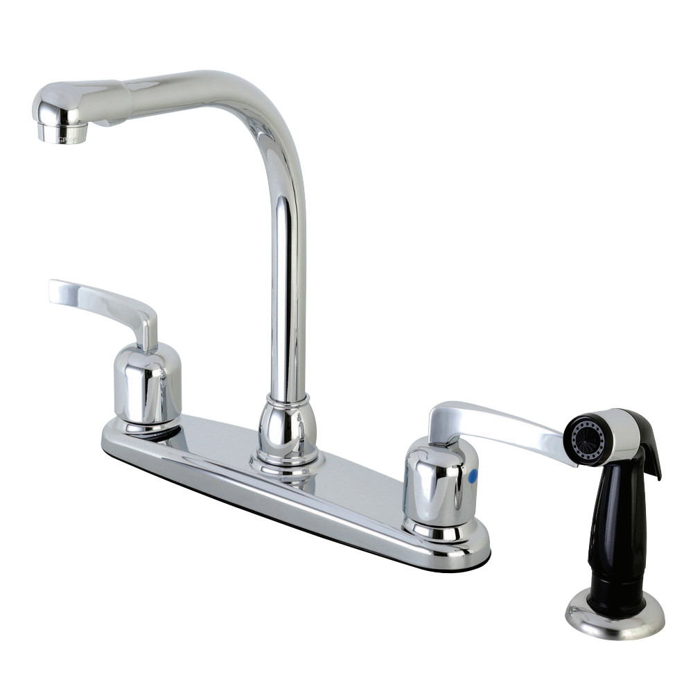 Kingston Brass FB751EFL Centurion 8-Inch Centerset Kitchen Faucet with Sprayer, Polished Chrome