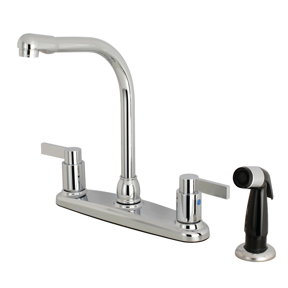 Kingston Brass FB751NDL NuvoFusion 8-Inch Centerset Kitchen Faucet with Sprayer, Polished Chrome