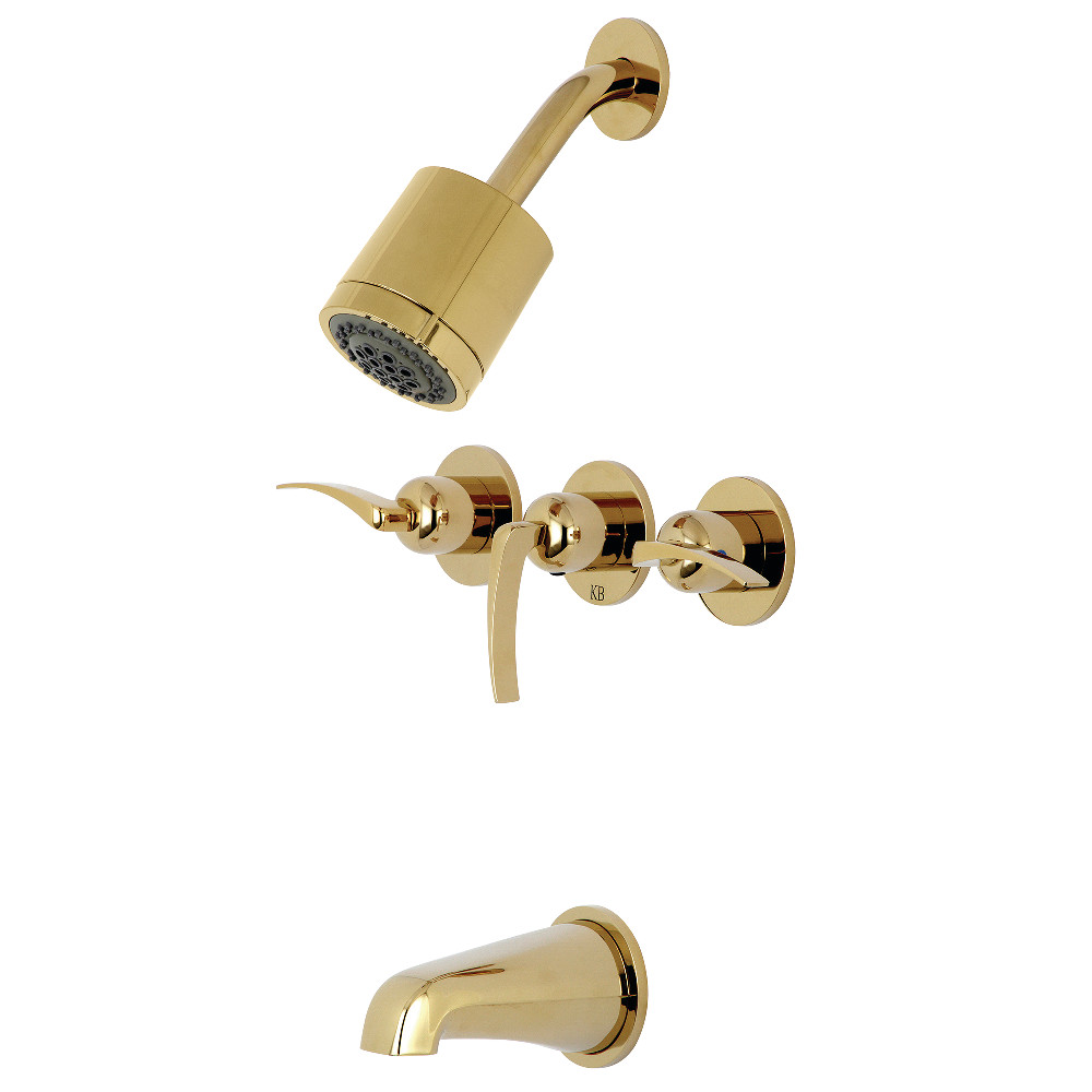 Kingston Brass KBX8132EFL Centurion Three-Handle Tub and Shower Faucet, Polished Brass