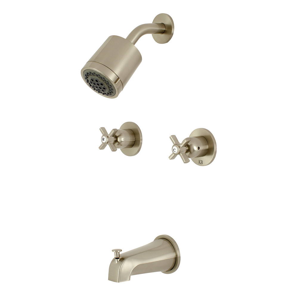 Kingston Brass KBX8148ZX Millennium Two-Handle Tub and Shower Faucet, Brushed Nickel