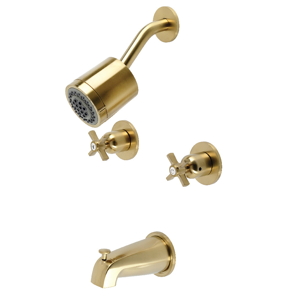 Kingston Brass KBX8147ZX Millennium Two-Handle Tub and Shower Faucet, Brushed Brass