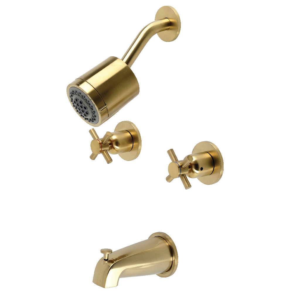 Kingston Brass KBX8147DX Concord Two-Handle Tub and Shower Faucet, Brushed Brass