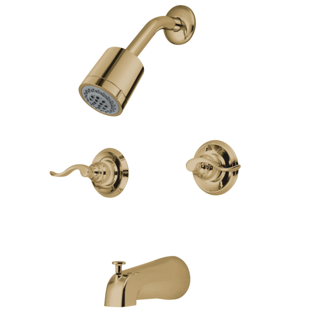 Kingston Brass KB8242NFL NuWave French Tub & Shower Faucet, Polished Brass