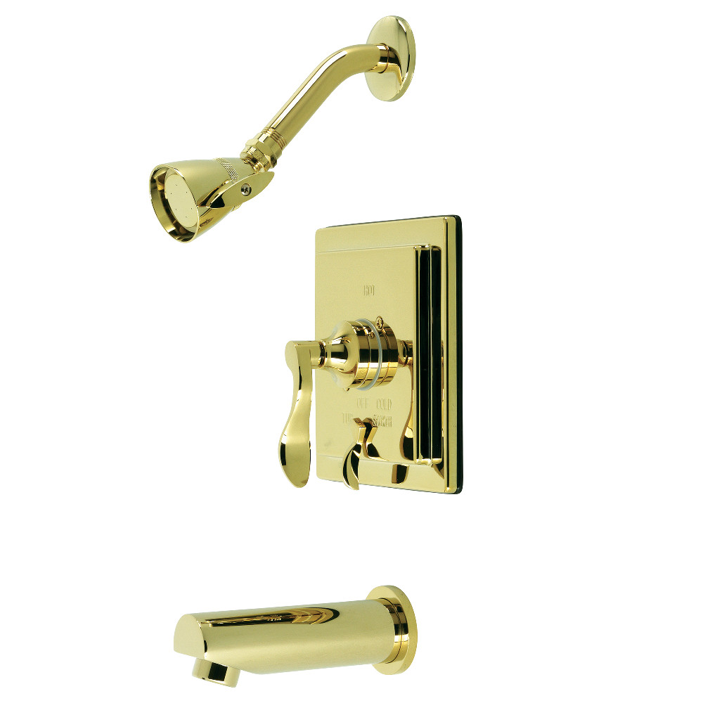Kingston Brass KB86520DFL Tub and Shower Faucet, Polished Brass