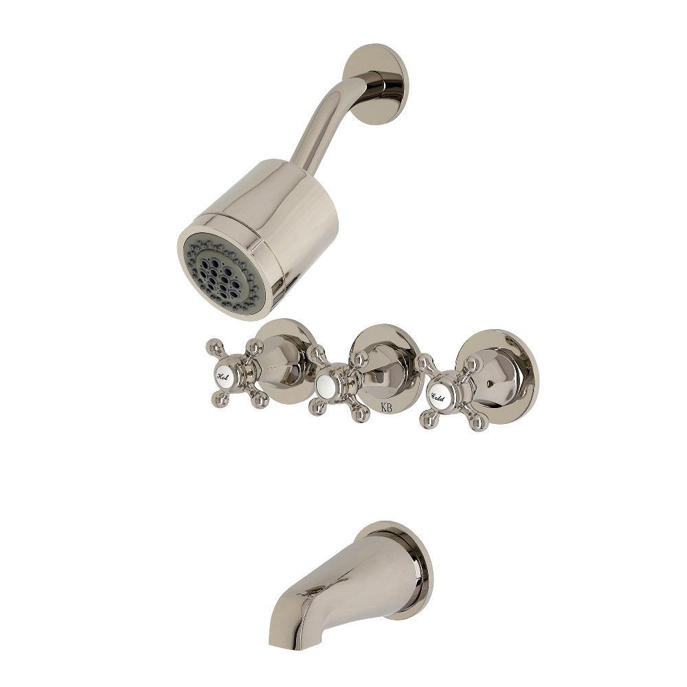 Kingston Brass KBX8136BX Metropolitan Three-Handle Tub and Shower Faucet, Polished Nickel