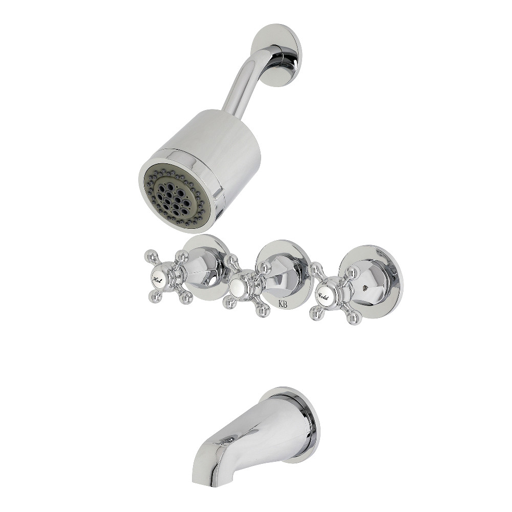 Kingston Brass KBX8131BX Metropolitan Three-Handle Tub and Shower Faucet, Polished Chrome