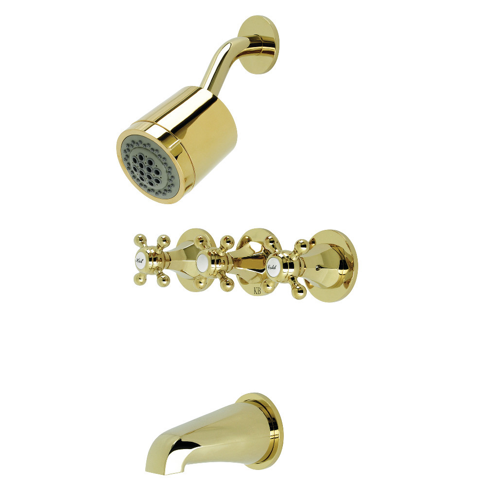 Kingston Brass KBX8132BX Metropolitan Three-Handle Tub and Shower Faucet, Polished Brass