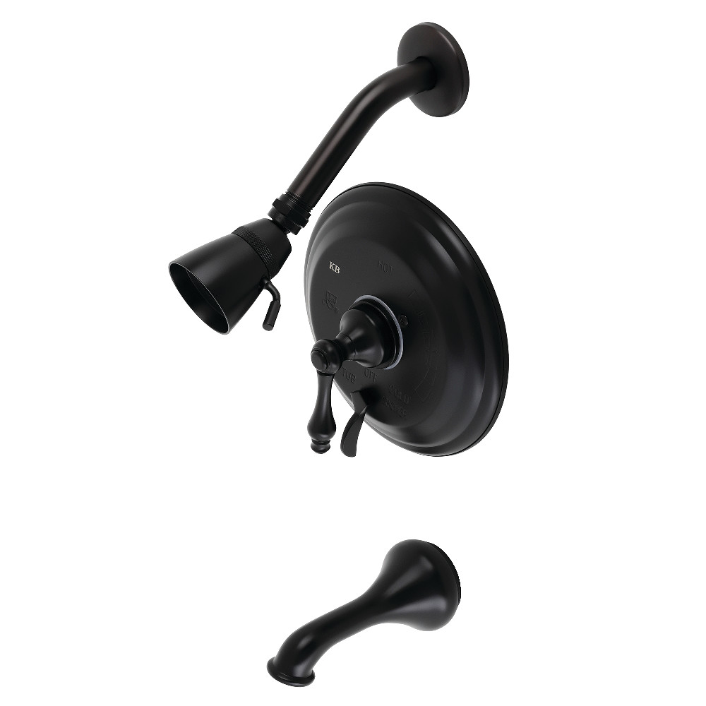 Kingston Brass KB36300AL Restoration Tub and Shower Faucet, Matte Black