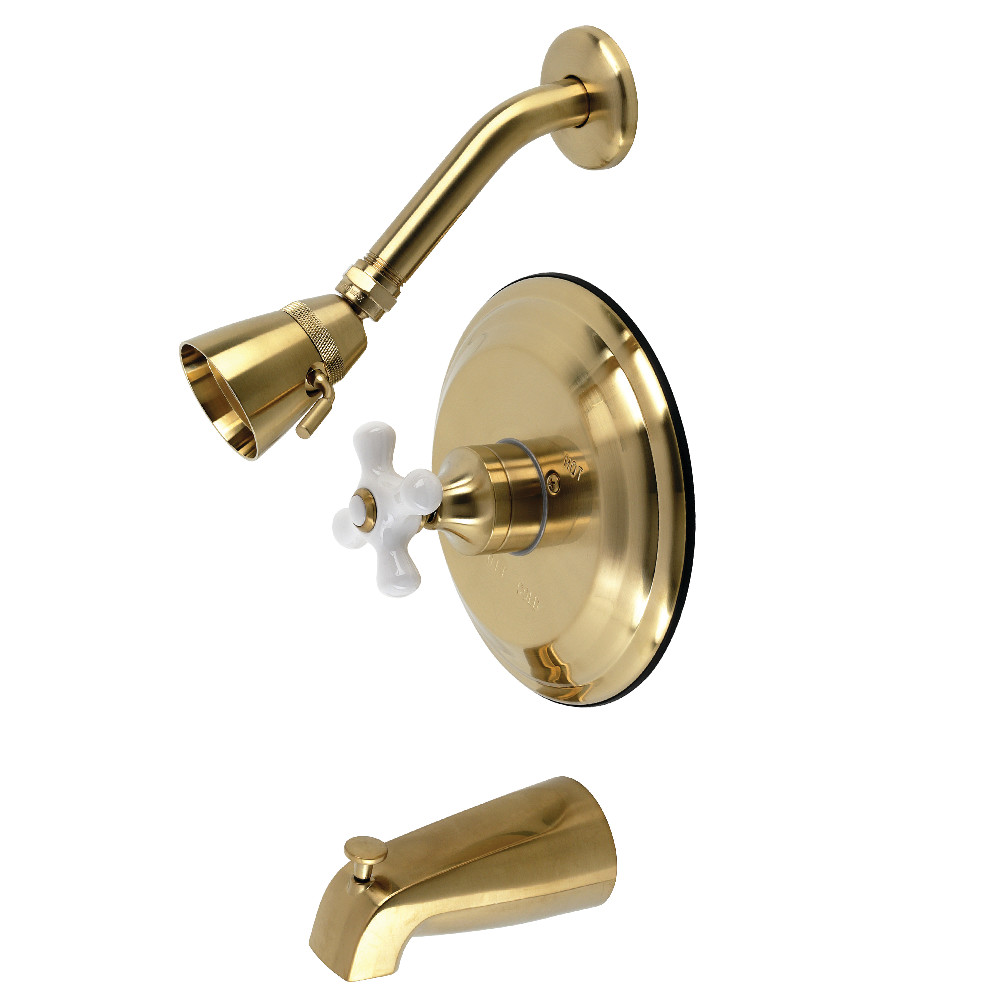 Kingston Brass KB3637PX Restoration Tub and Shower Faucet, Brushed Brass