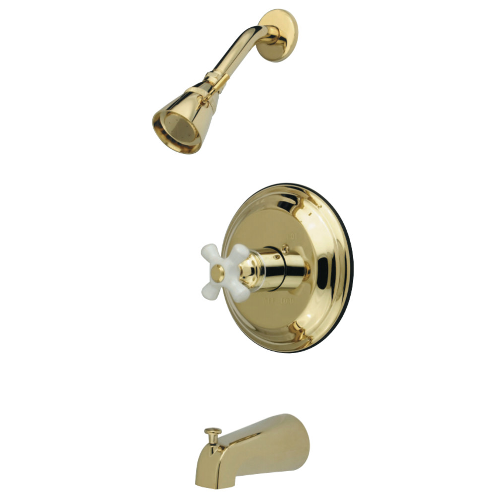 Kingston Brass KB3632PX Restoration Tub & Shower Faucet, Polished Brass