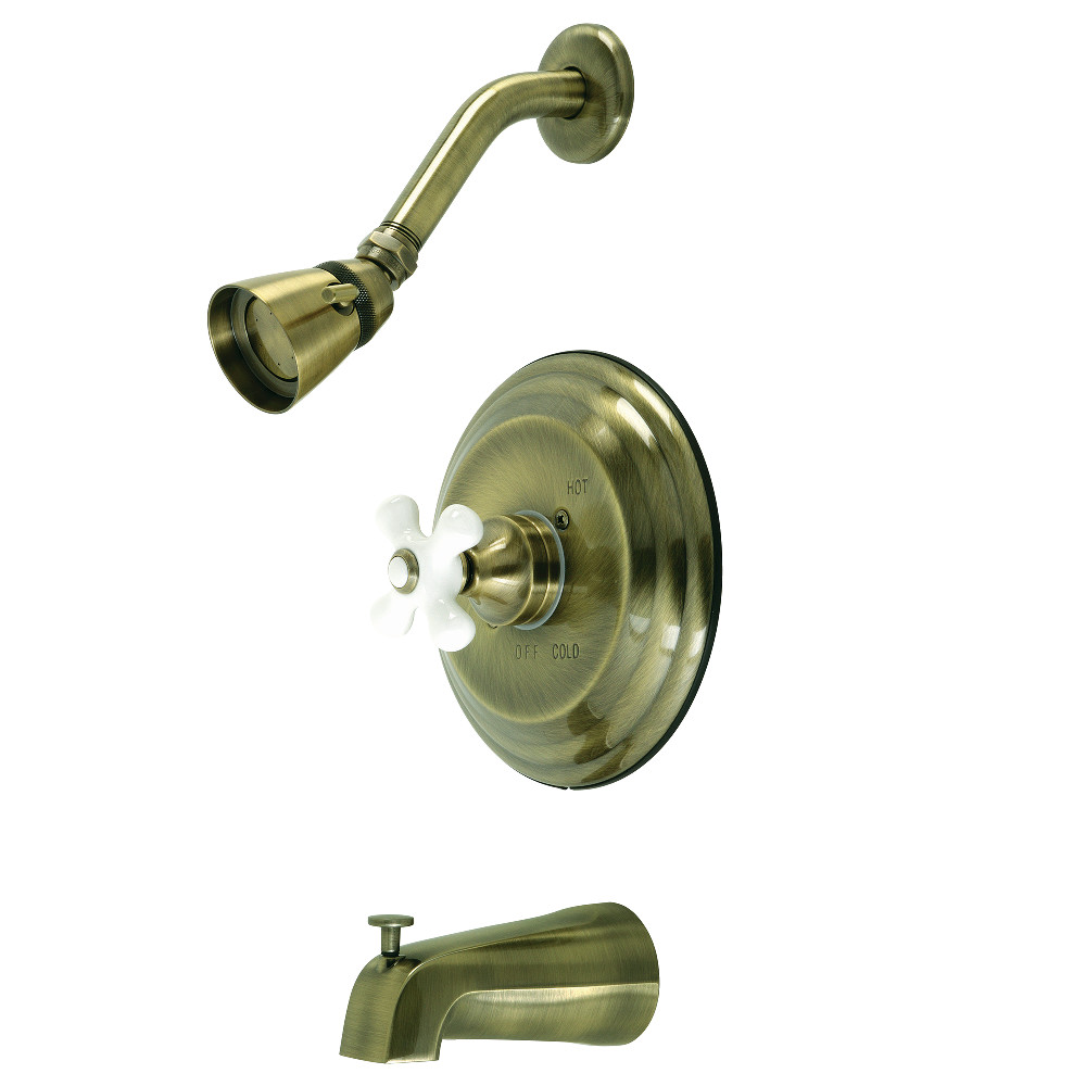 Kingston Brass KB3633PX Restoration Tub and Shower Faucet, Antique Brass