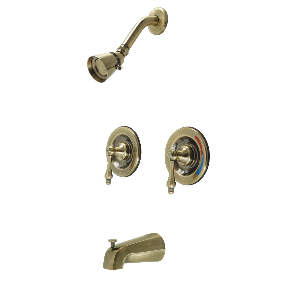 Kingston Brass KB663AL Vintage Twin Handles Tub Shower Faucet, Antique Brass