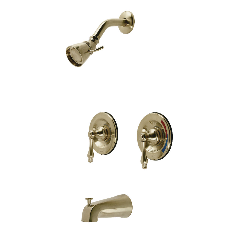 Kingston Brass KB667AL Vintage Twin Handles Tub Shower Faucet, Brushed Brass