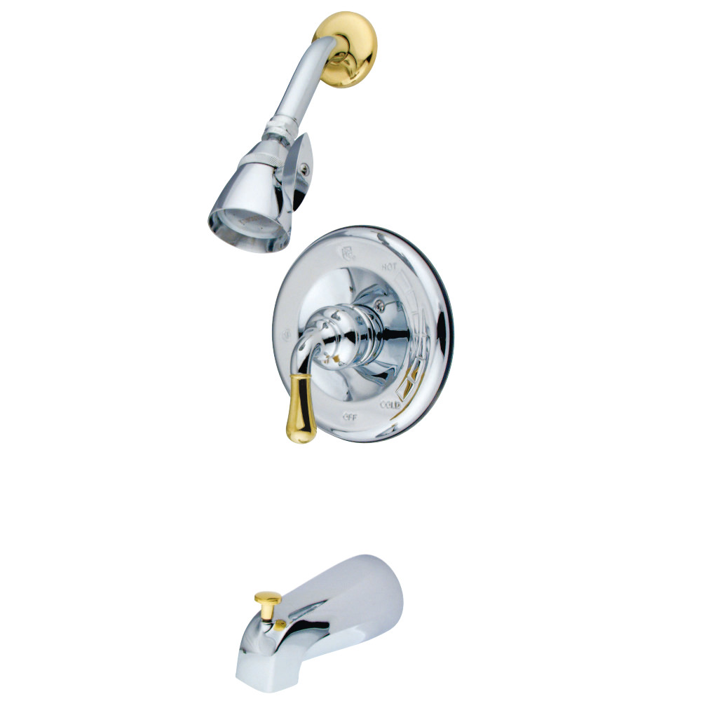 Kingston Brass KB1634 Magellan Single Lever Handle Operation Tub & Shower Faucet, Polished Chrome/Polished Brass