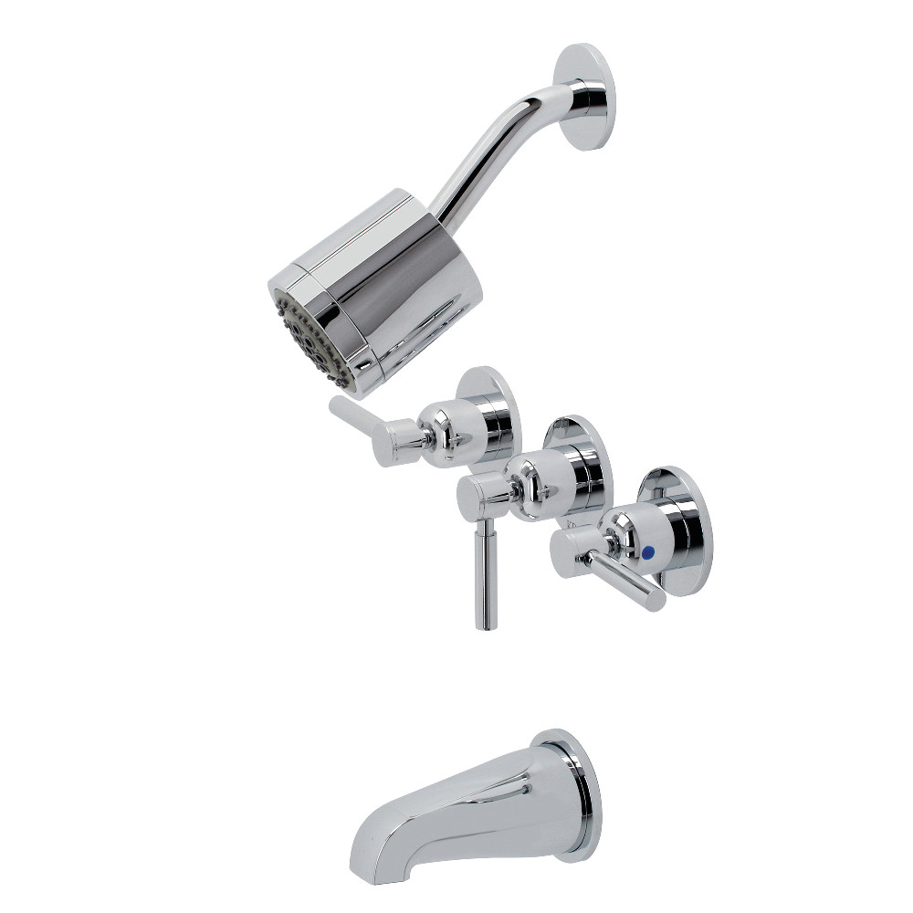 Kingston Brass KBX8131DL Concord Three-Handle Tub and Shower Faucet, Polished Chrome