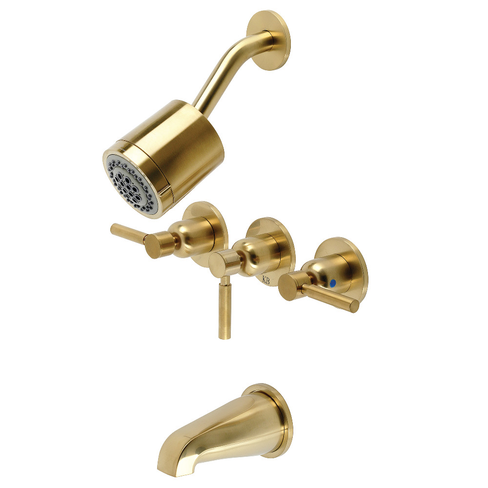 Kingston Brass KBX8137DL Concord Three-Handle Tub and Shower Faucet, Brushed Brass