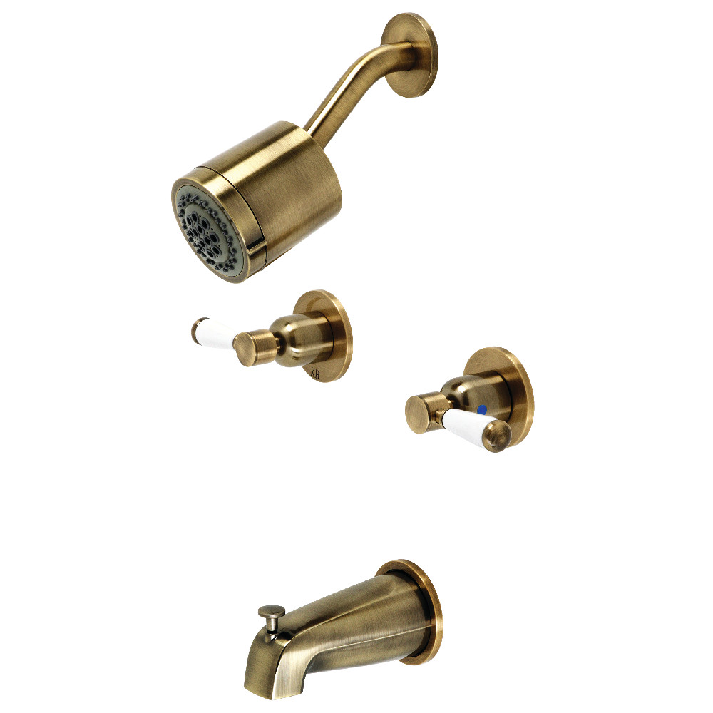 Kingston Brass KBX8143DPL Paris Two-Handle Tub and Shower Faucet, Antique Brass