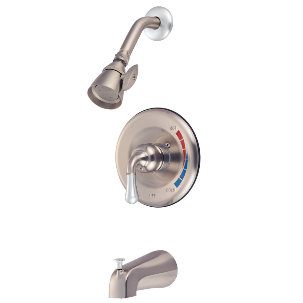 Kingston Brass KB637 Magellan Tub and Shower Faucet with Single Handle, Brushed Nickel/Polished Chrome
