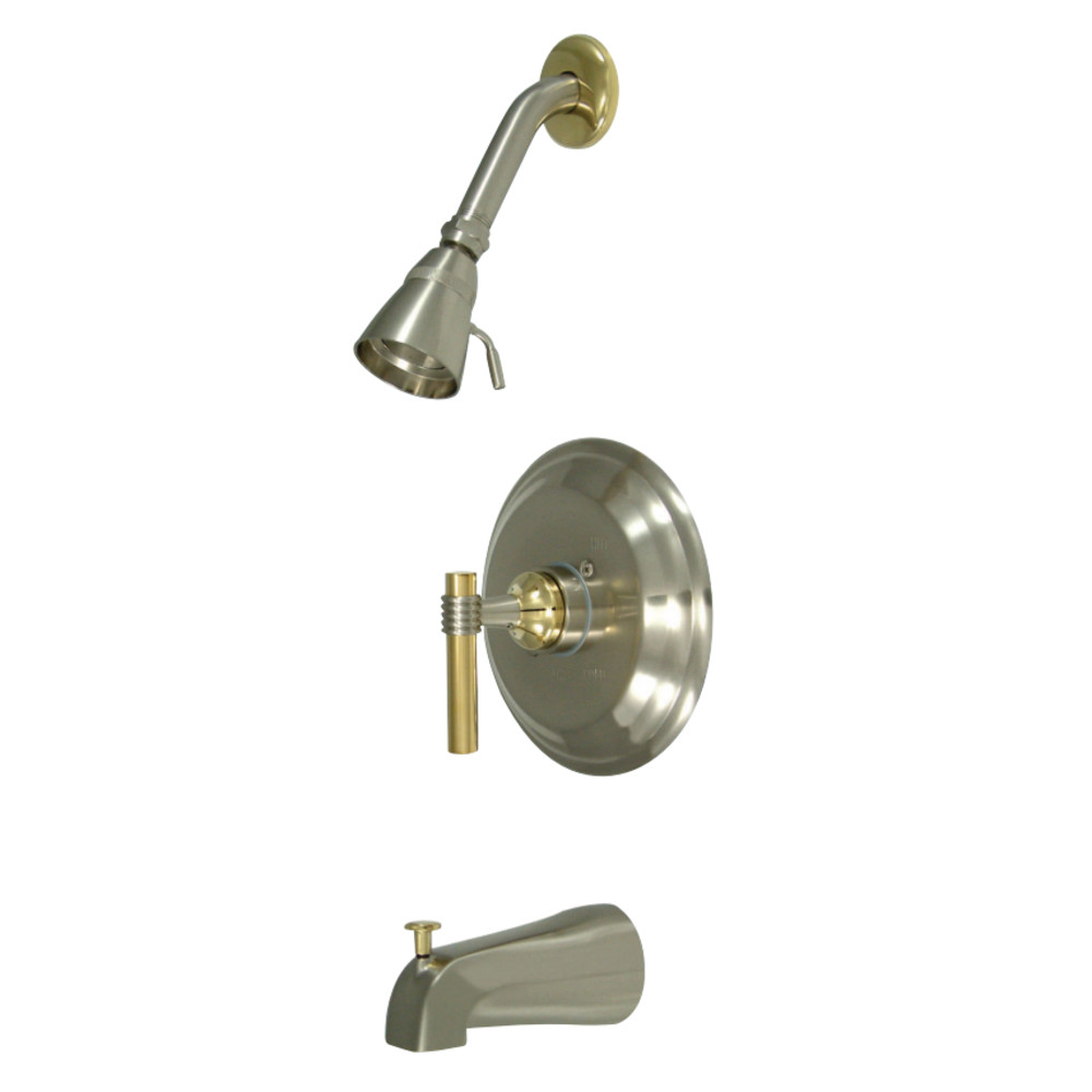 Kingston Brass KB2639ML Milano Tub & Shower Faucet, Brushed Nickel/Polished Brass