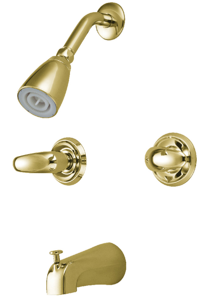 Kingston Brass KB242LL Tub and Shower Faucet, Polished Brass