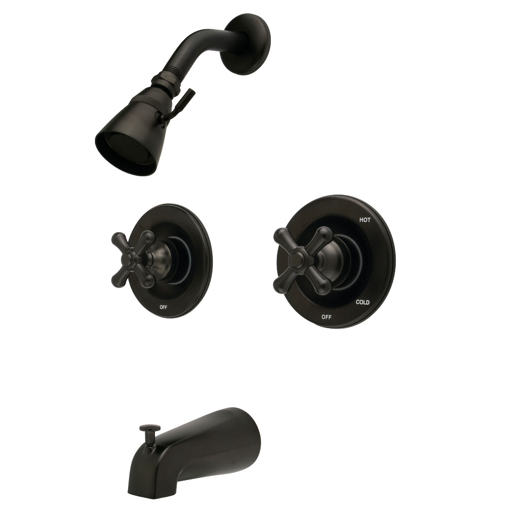 Kingston Brass KB665AX Vintage Twin Handles Tub Shower Faucet Pressure Balanced With Volume Control, Oil Rubbed Bronze