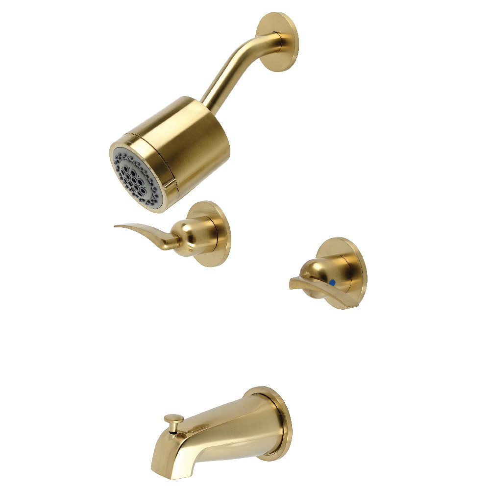 Kingston Brass KBX8147EFL Centurion Two-Handle Tub and Shower Faucet, Brushed Brass