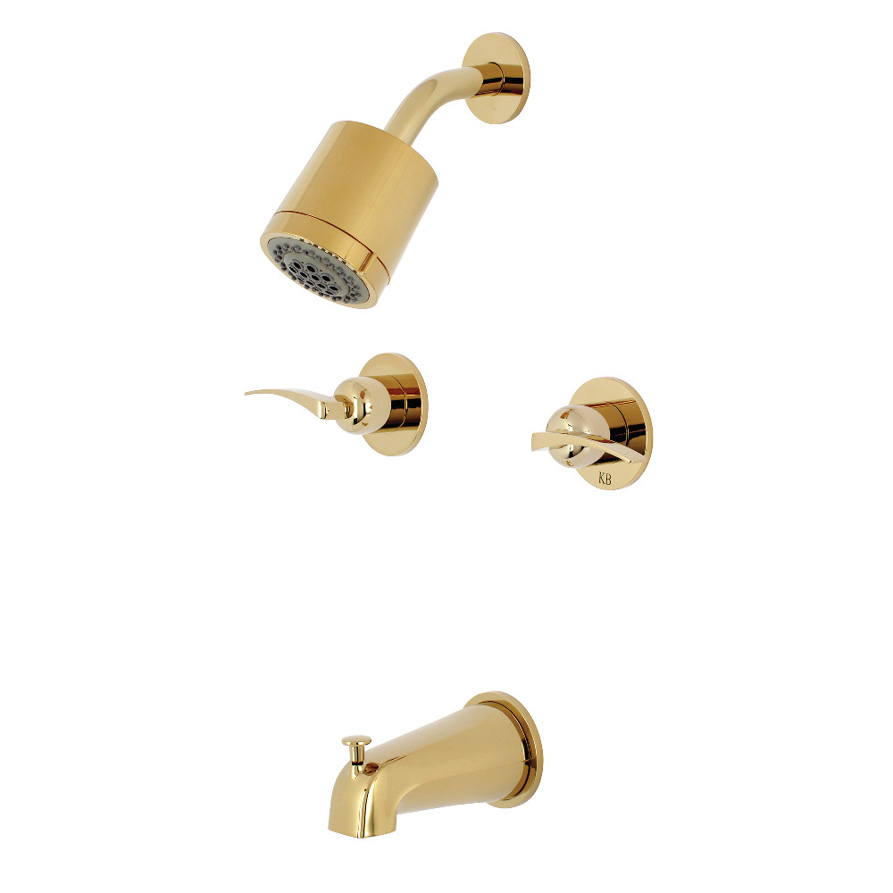 Kingston Brass KBX8142EFL Centurion Two-Handle Tub and Shower Faucet, Polished Brass