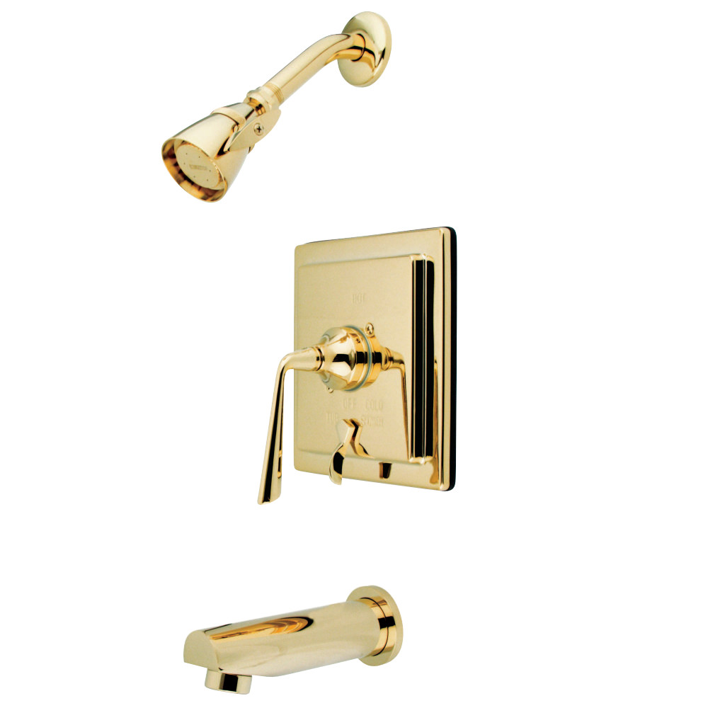 Kingston Brass KB86520ZL Silver Sage Tub & Shower Faucet with Diverter, Polished Brass