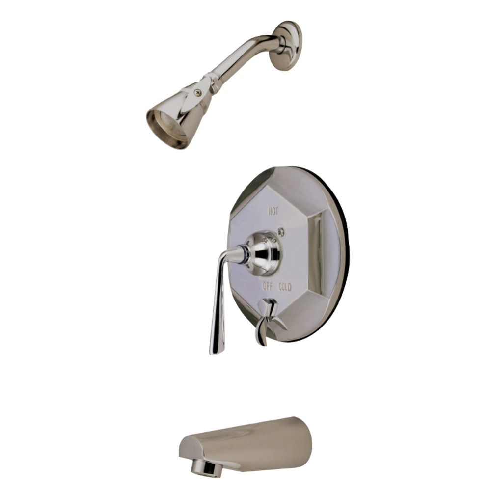 Kingston Brass KB46380ZL Silver Sage Tub & Shower Faucet with Diverter, Brushed Nickel