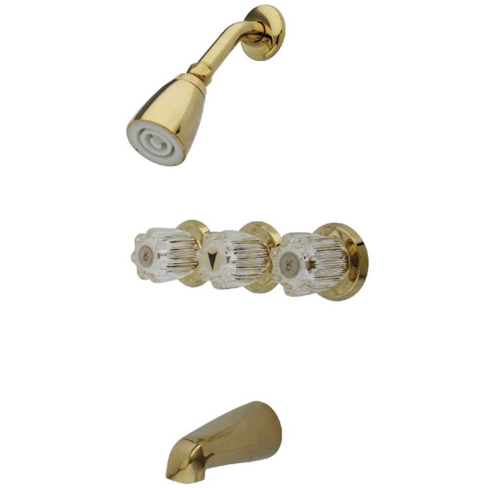 Kingston Brass KB132 Tub and Shower Faucet, Polished Brass