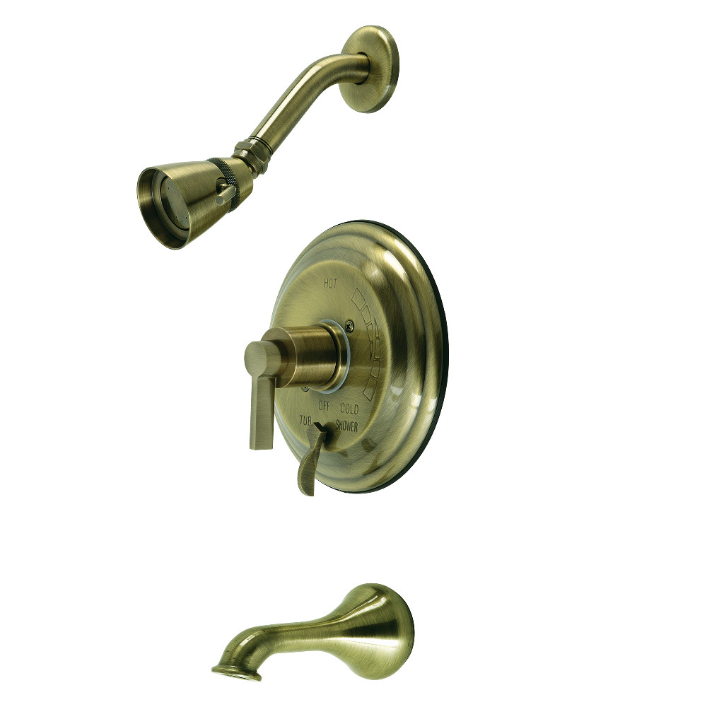 Kingston Brass KB36330NDL NuvoFusion Single-Handle Tub and Shower Faucet, Antique Brass