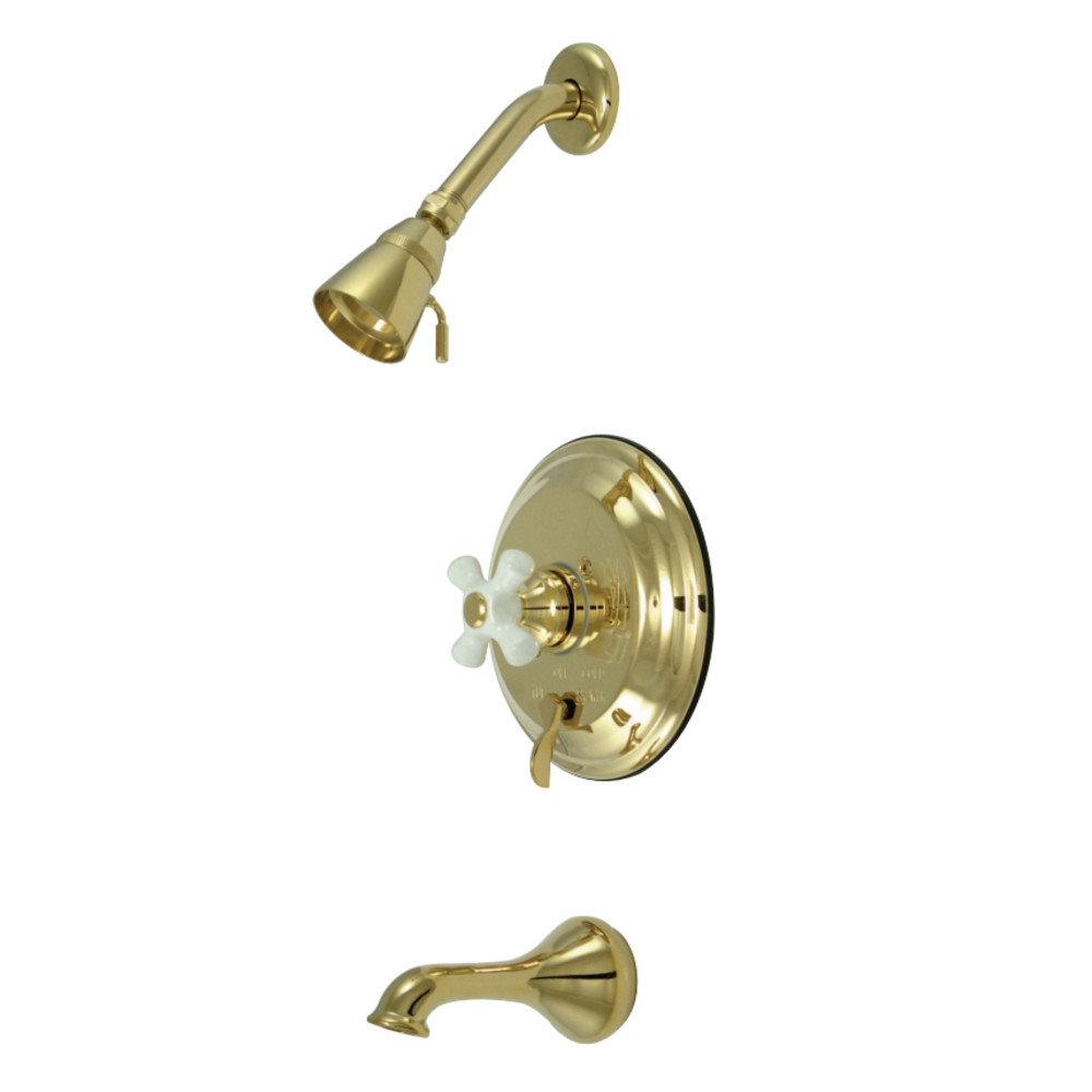 Kingston Brass KB36320PX Restoration Tub & Shower Faucet, Polished Brass