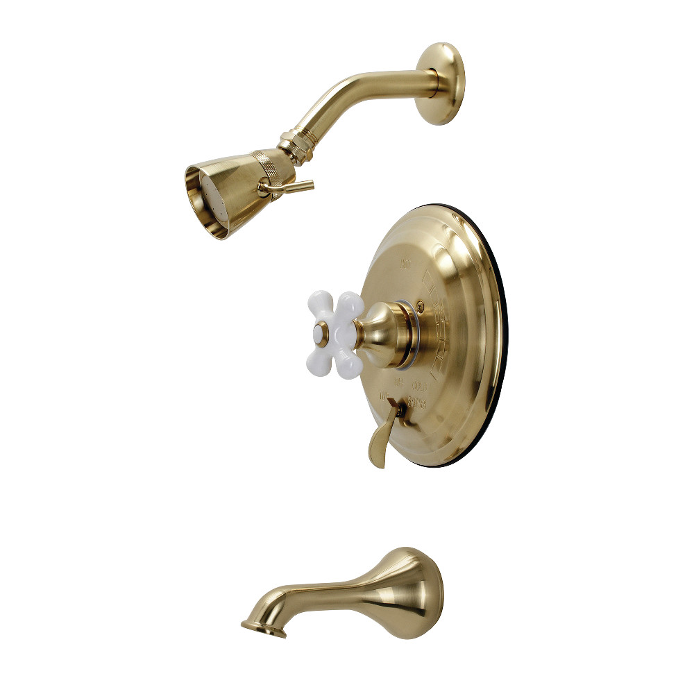 Kingston Brass KB36370PX Restoration Tub and Shower Faucet, Brushed Brass