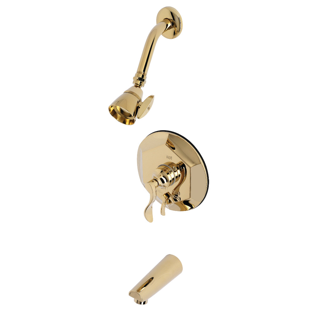 Kingston Brass KB46320DFL Tub and Shower Faucet, Polished Brass
