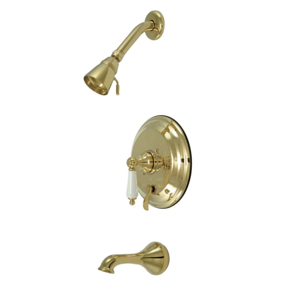 Kingston Brass KB36320PL Restoration Tub & Shower Faucet, Polished Brass