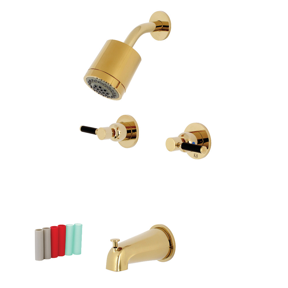 Kingston Brass KBX8142DKL Kaiser Two-Handle Tub and Shower Faucet, Polished Brass