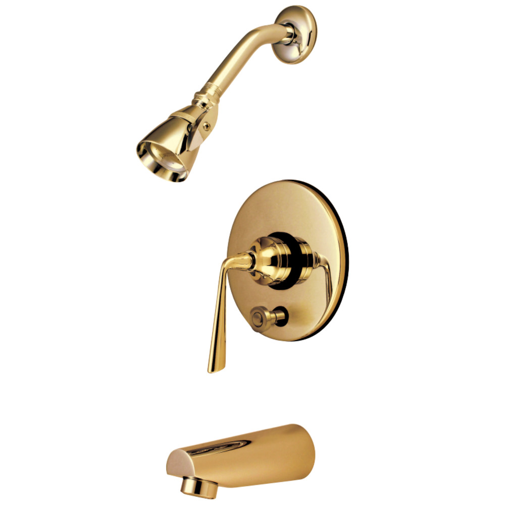 Kingston Brass KB86920ZL Silver Sage Tub & Shower Faucet with Diverter, Polished Brass