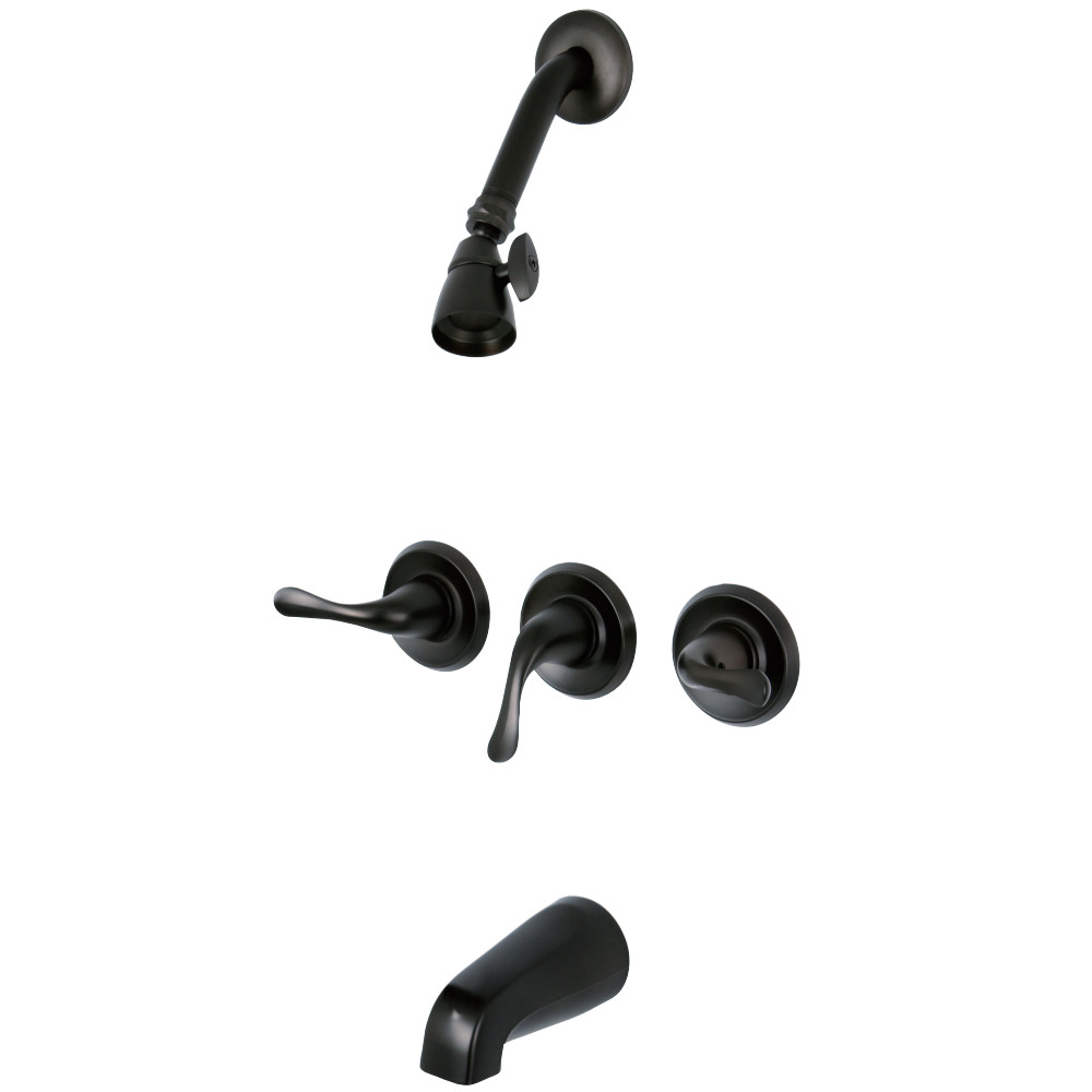 Kingston Brass KB2235YL Three Handle Tub Shower Faucet, Oil Rubbed Bronze