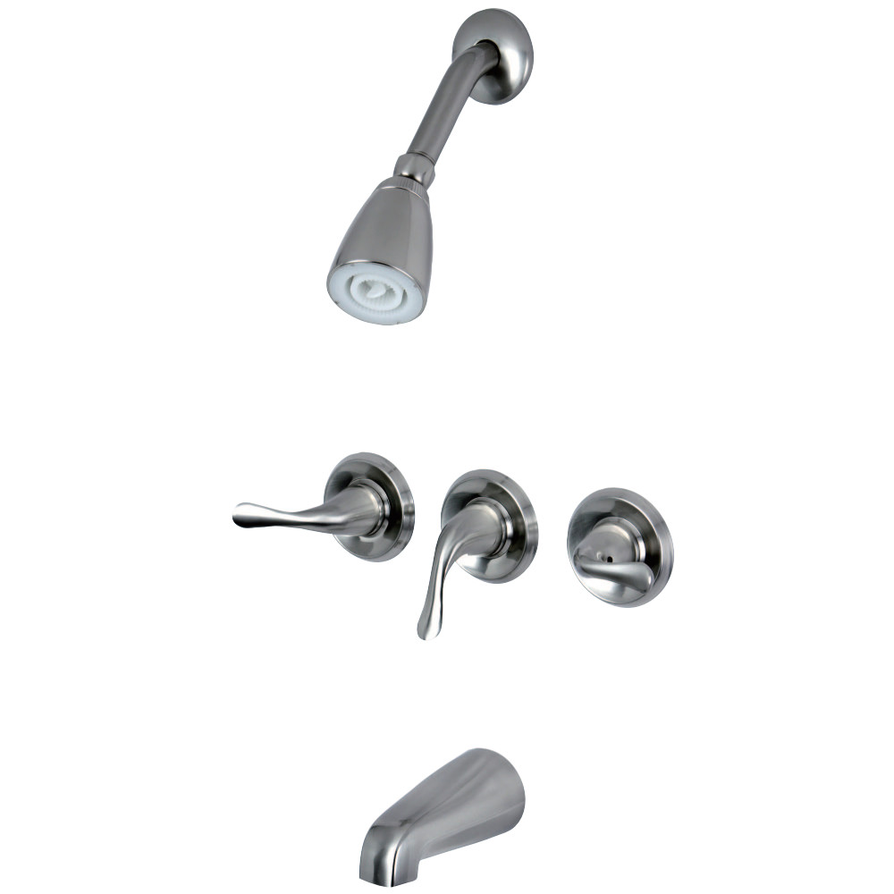 Kingston Brass KB2238YL Three Handle Tub Shower Faucet, Brushed Nickel