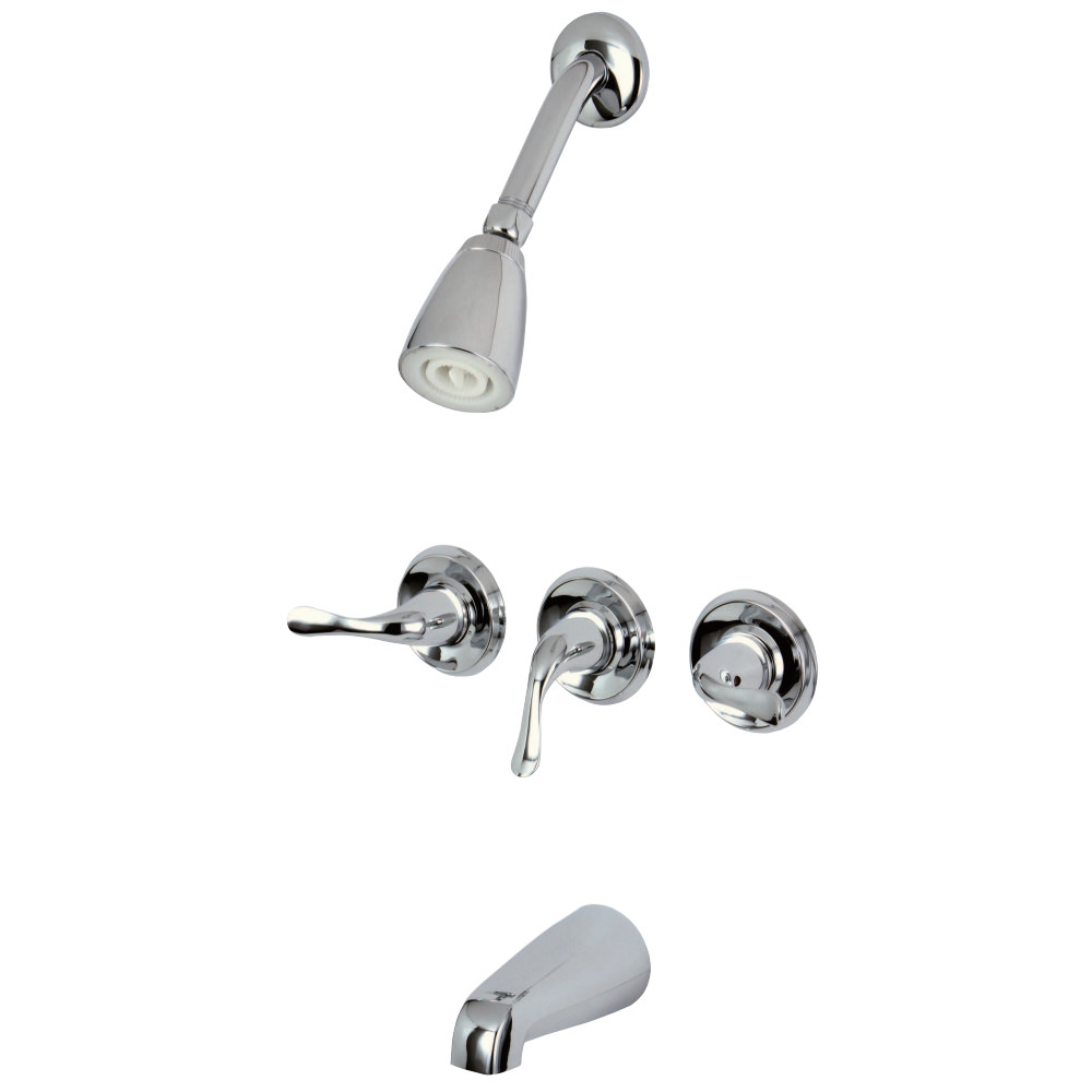 Kingston Brass KB2231YL Three Handle Tub Shower Faucet, Polished Chrome