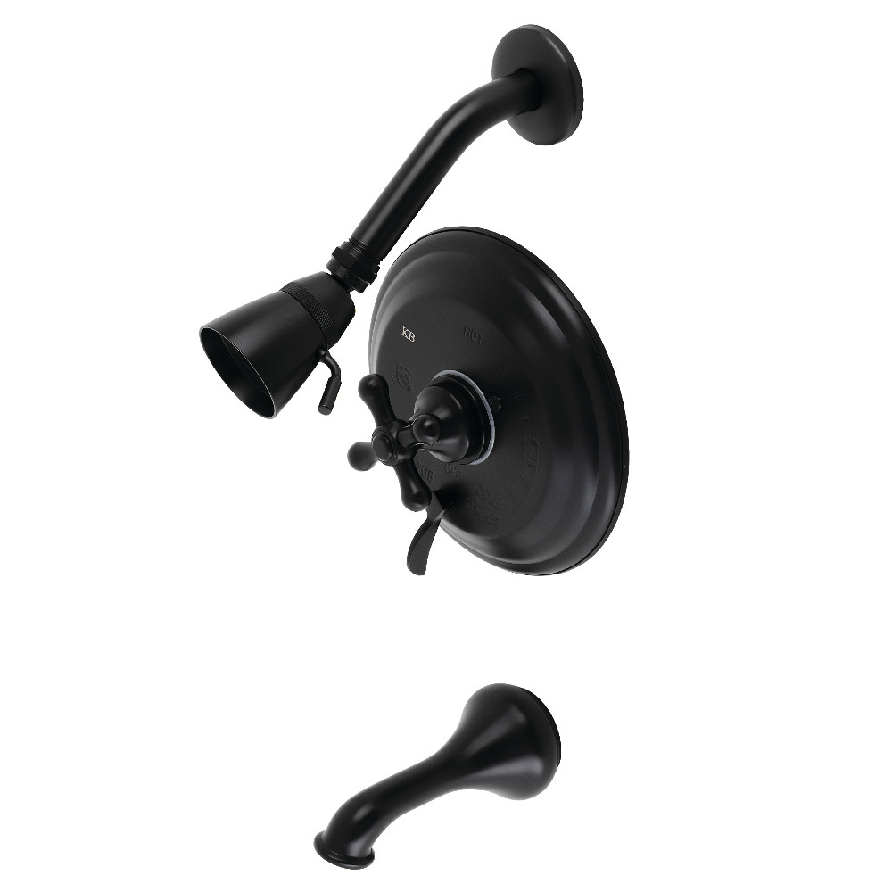 Kingston Brass KB36300AX Restoration Tub and Shower Faucet, Matte Black