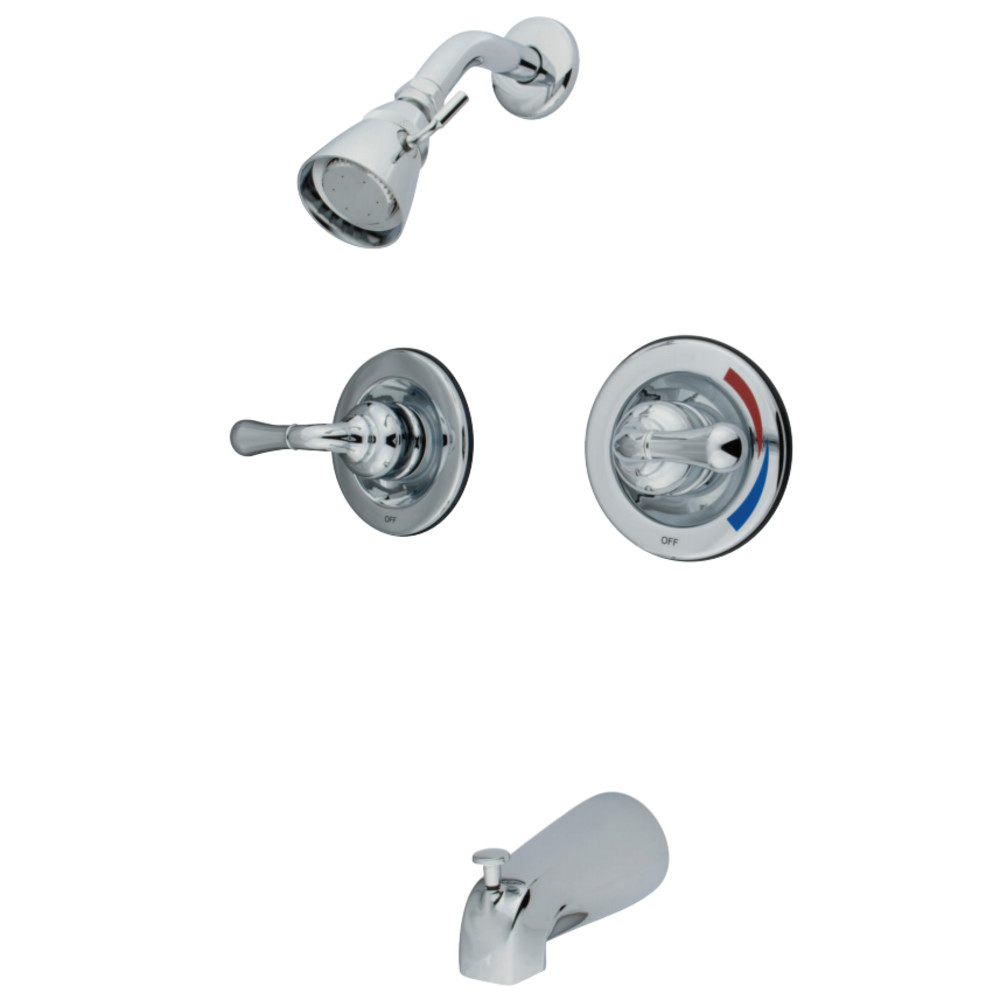 Kingston Brass KB671 Magellan Twin Handles Tub Shower Faucet Pressure Balanced With Volume Control, Polished Chrome