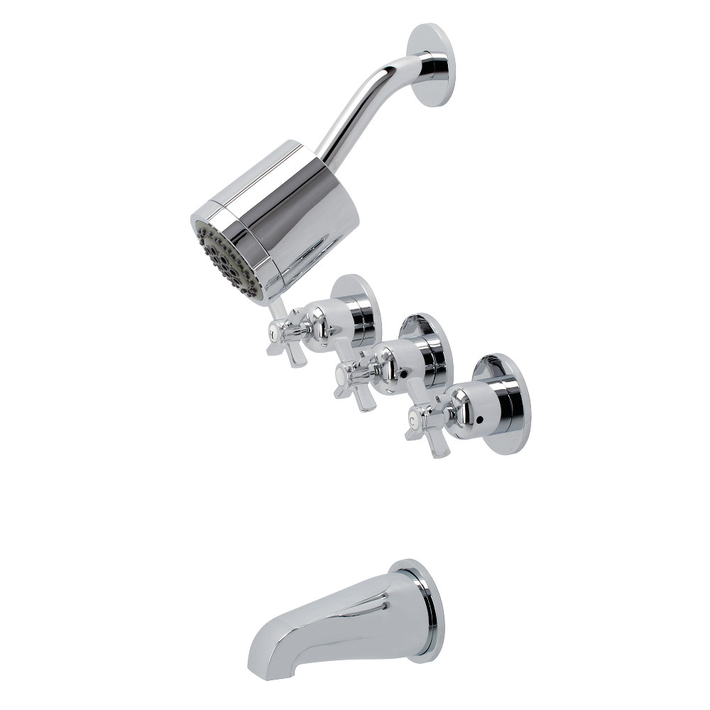 Kingston Brass KBX8131ZX Millennium Three-Handle Tub and Shower Faucet, Polished Chrome