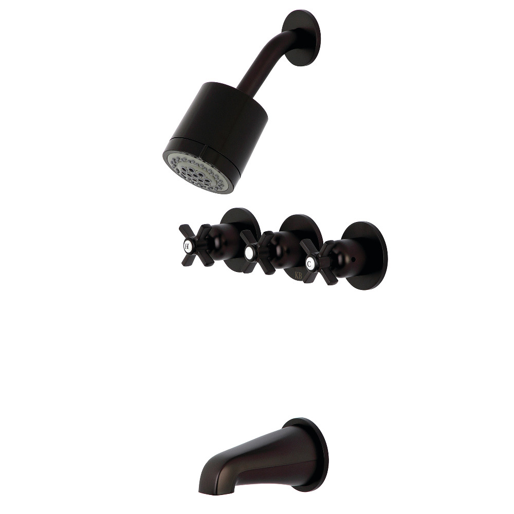 Kingston Brass KBX8135ZX Millennium Three-Handle Tub and Shower Faucet, Oil Rubbed Bronze