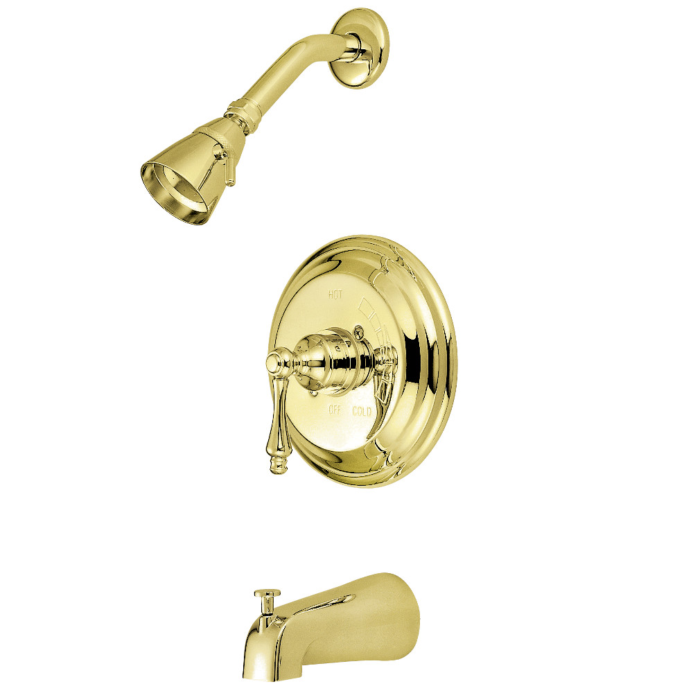 Kingston Brass KB3632AL Restoration Tub & Shower Faucet, Polished Brass